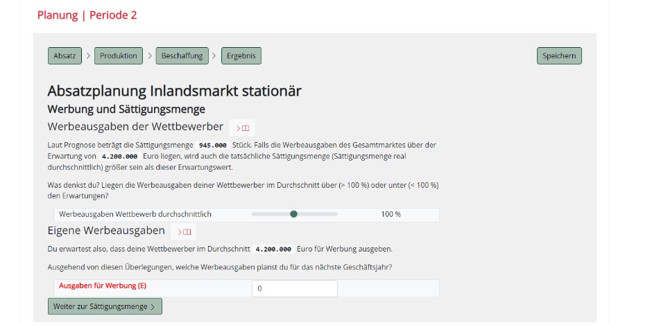 Planungstool Absatzmenge Inlandsmarkt stationär